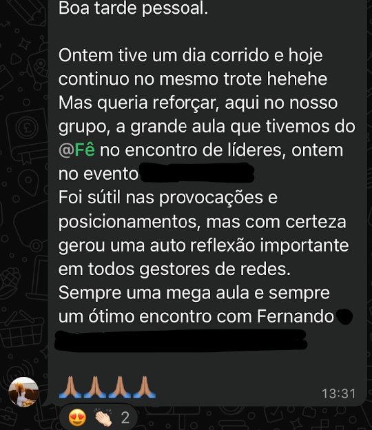 Depoimento sobre encontro de líderes