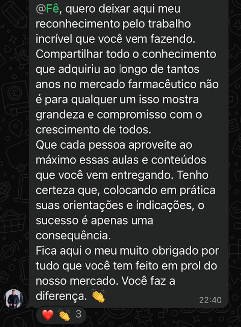 Depoimento reconhecendo trabalho do Fernando